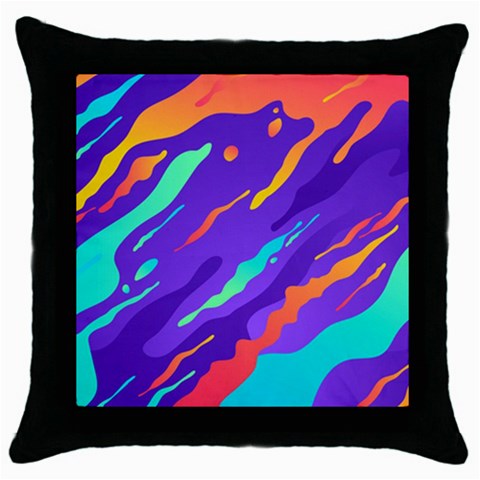 Multicolored Abstract Background Throw Pillow Case (Black) from ArtsNow.com Front