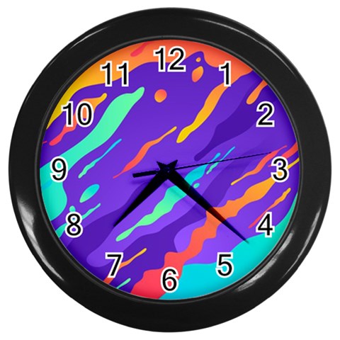 Multicolored Abstract Background Wall Clock (Black) from ArtsNow.com Front