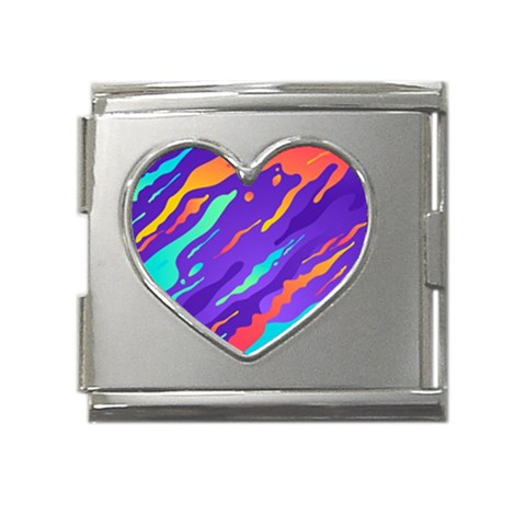 Multicolored Abstract Background Mega Link Heart Italian Charm (18mm) from ArtsNow.com Front
