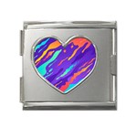 Multicolored Abstract Background Mega Link Heart Italian Charm (18mm)
