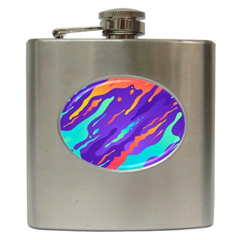Multicolored Abstract Background Hip Flask (6 oz) from ArtsNow.com Front
