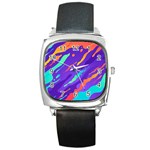 Multicolored Abstract Background Square Metal Watch
