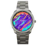 Multicolored Abstract Background Sport Metal Watch