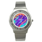 Multicolored Abstract Background Stainless Steel Watch