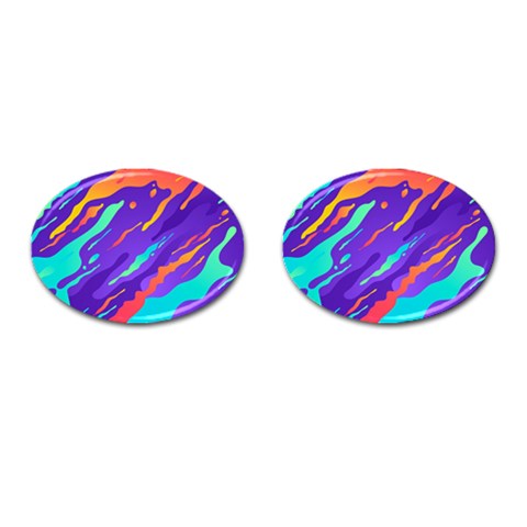 Multicolored Abstract Background Cufflinks (Oval) from ArtsNow.com Front(Pair)