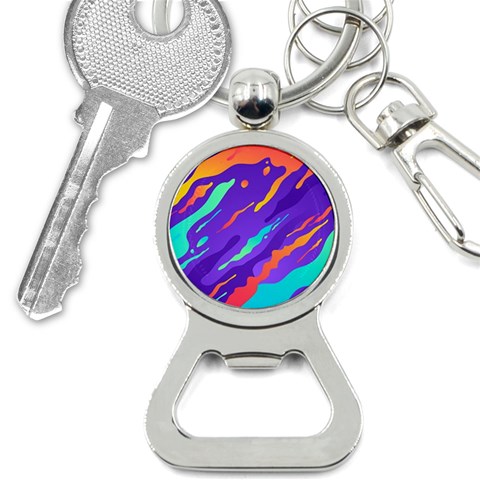 Multicolored Abstract Background Bottle Opener Key Chain from ArtsNow.com Front