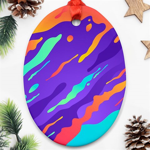 Multicolored Abstract Background Oval Ornament (Two Sides) from ArtsNow.com Front