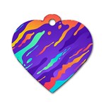 Multicolored Abstract Background Dog Tag Heart (Two Sides)