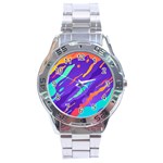 Multicolored Abstract Background Stainless Steel Analogue Watch