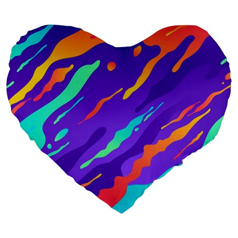 Multicolored Abstract Background Large 19  Premium Heart Shape Cushions from ArtsNow.com Front