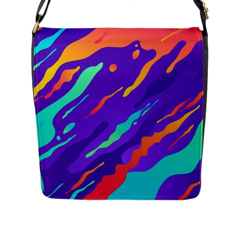 Multicolored Abstract Background Flap Closure Messenger Bag (L) from ArtsNow.com Front