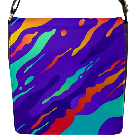 Multicolored Abstract Background Flap Closure Messenger Bag (S) from ArtsNow.com Front