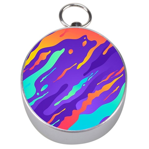 Multicolored Abstract Background Silver Compasses from ArtsNow.com Front