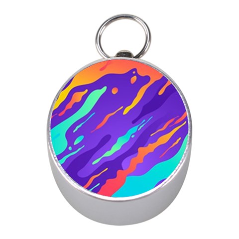 Multicolored Abstract Background Mini Silver Compasses from ArtsNow.com Front