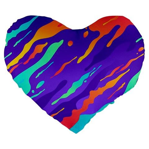 Multicolored Abstract Background Large 19  Premium Flano Heart Shape Cushions from ArtsNow.com Front