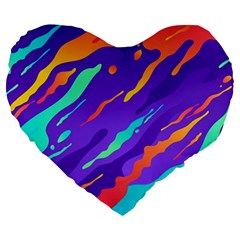 Multicolored Abstract Background Large 19  Premium Flano Heart Shape Cushions from ArtsNow.com Front