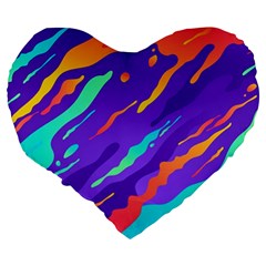 Multicolored Abstract Background Large 19  Premium Flano Heart Shape Cushions from ArtsNow.com Back