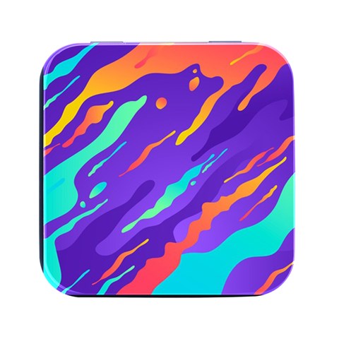 Multicolored Abstract Background Square Metal Box (Black) from ArtsNow.com Front