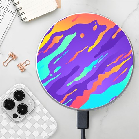 Multicolored Abstract Background Wireless Fast Charger(White) from ArtsNow.com Front