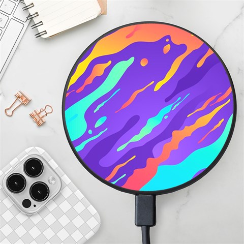 Multicolored Abstract Background Wireless Fast Charger(Black) from ArtsNow.com Front