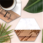 Multicolored Abstract Background Marble Wood Coaster (Hexagon) 