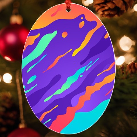 Multicolored Abstract Background UV Print Acrylic Ornament Oval from ArtsNow.com Front