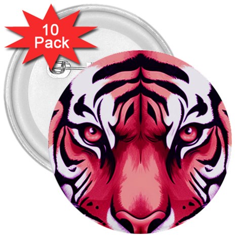 Tiger Design 3  Buttons (10 pack)  from ArtsNow.com Front