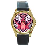 Tiger Design Round Gold Metal Watch