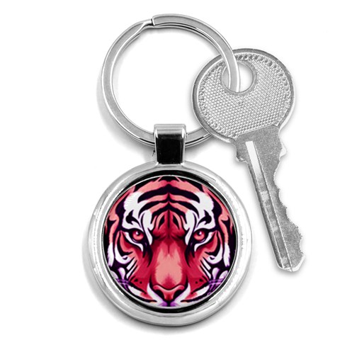 Tiger Design Key Chain (Round) from ArtsNow.com Front