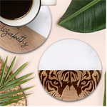Tiger Design Classic Marble Wood Coaster (Round) 