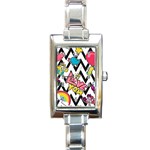 Vector Romantic Love Seamless Pattern Rectangle Italian Charm Watch
