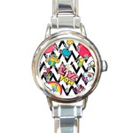 Vector Romantic Love Seamless Pattern Round Italian Charm Watch