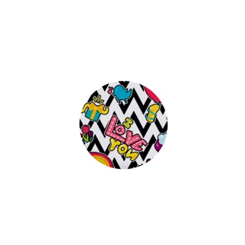 Vector Romantic Love Seamless Pattern 1  Mini Buttons from ArtsNow.com Front