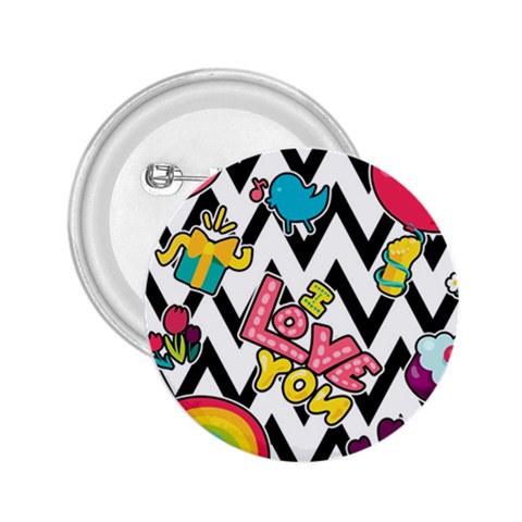 Vector Romantic Love Seamless Pattern 2.25  Buttons from ArtsNow.com Front