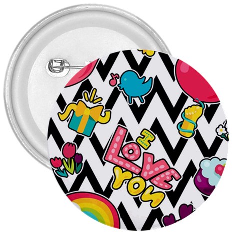 Vector Romantic Love Seamless Pattern 3  Buttons from ArtsNow.com Front