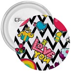 Vector Romantic Love Seamless Pattern 3  Buttons