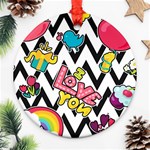 Vector Romantic Love Seamless Pattern Ornament (Round)