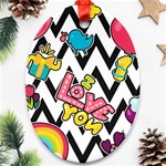 Vector Romantic Love Seamless Pattern Ornament (Oval)