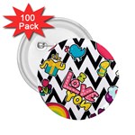 Vector Romantic Love Seamless Pattern 2.25  Buttons (100 pack) 