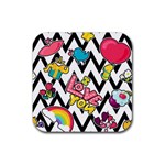 Vector Romantic Love Seamless Pattern Rubber Coaster (Square)