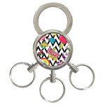 Vector Romantic Love Seamless Pattern 3-Ring Key Chain