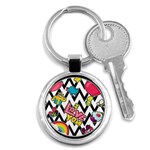 Vector Romantic Love Seamless Pattern Key Chain (Round)