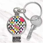 Vector Romantic Love Seamless Pattern Nail Clippers Key Chain