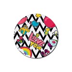Vector Romantic Love Seamless Pattern Rubber Coaster (Round)