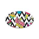 Vector Romantic Love Seamless Pattern Sticker (Oval)