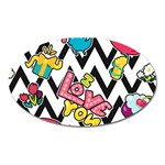 Vector Romantic Love Seamless Pattern Oval Magnet