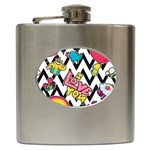 Vector Romantic Love Seamless Pattern Hip Flask (6 oz)