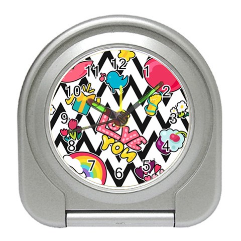 Vector Romantic Love Seamless Pattern Travel Alarm Clock from ArtsNow.com Front