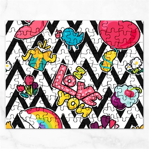 Vector Romantic Love Seamless Pattern Rectangular Jigsaw Puzzl from ArtsNow.com Front
