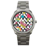 Vector Romantic Love Seamless Pattern Sport Metal Watch